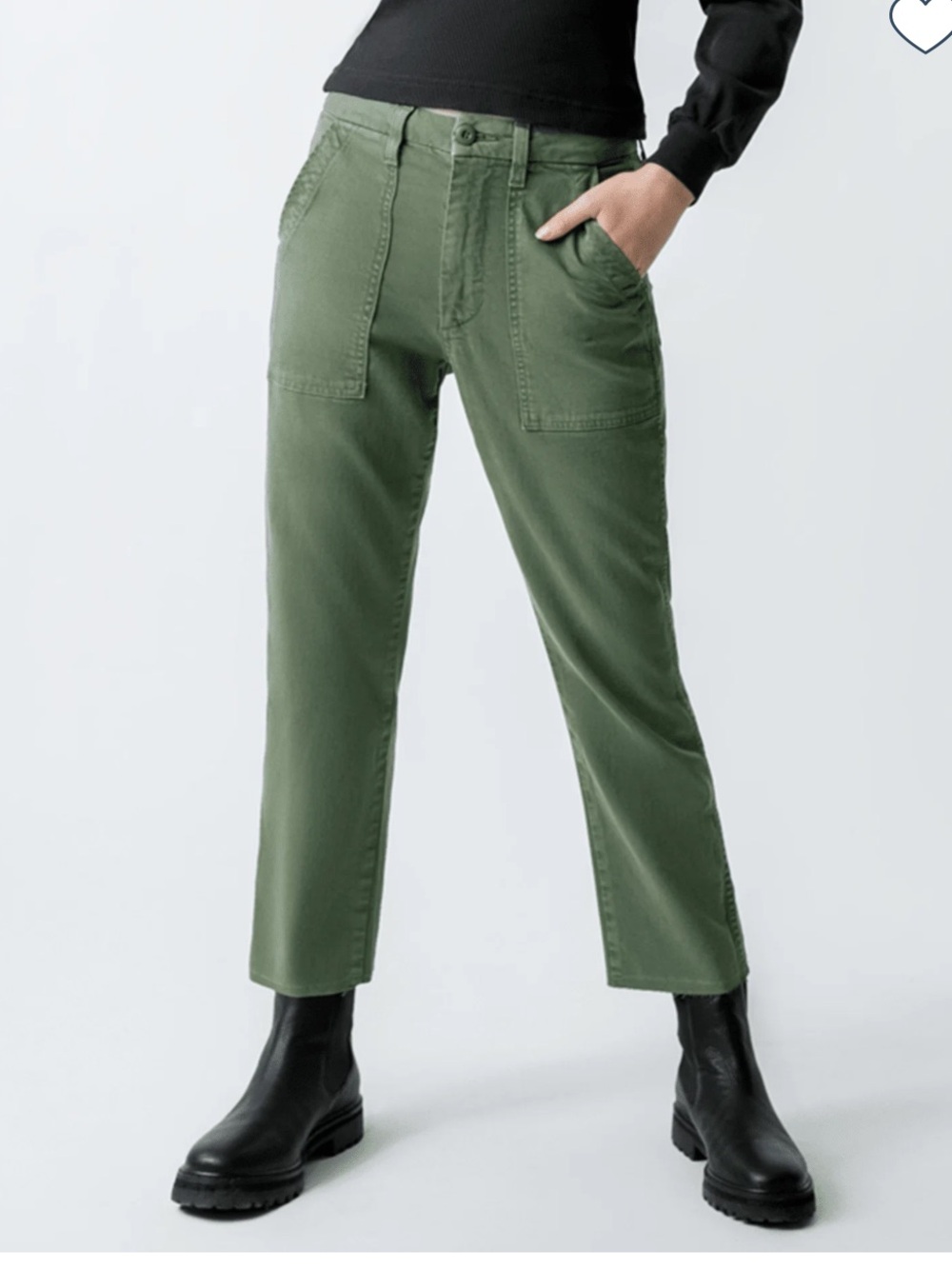 AMO The Easy Army Trouser Cropped Utility Straight-Leg Pants in Leaf Green